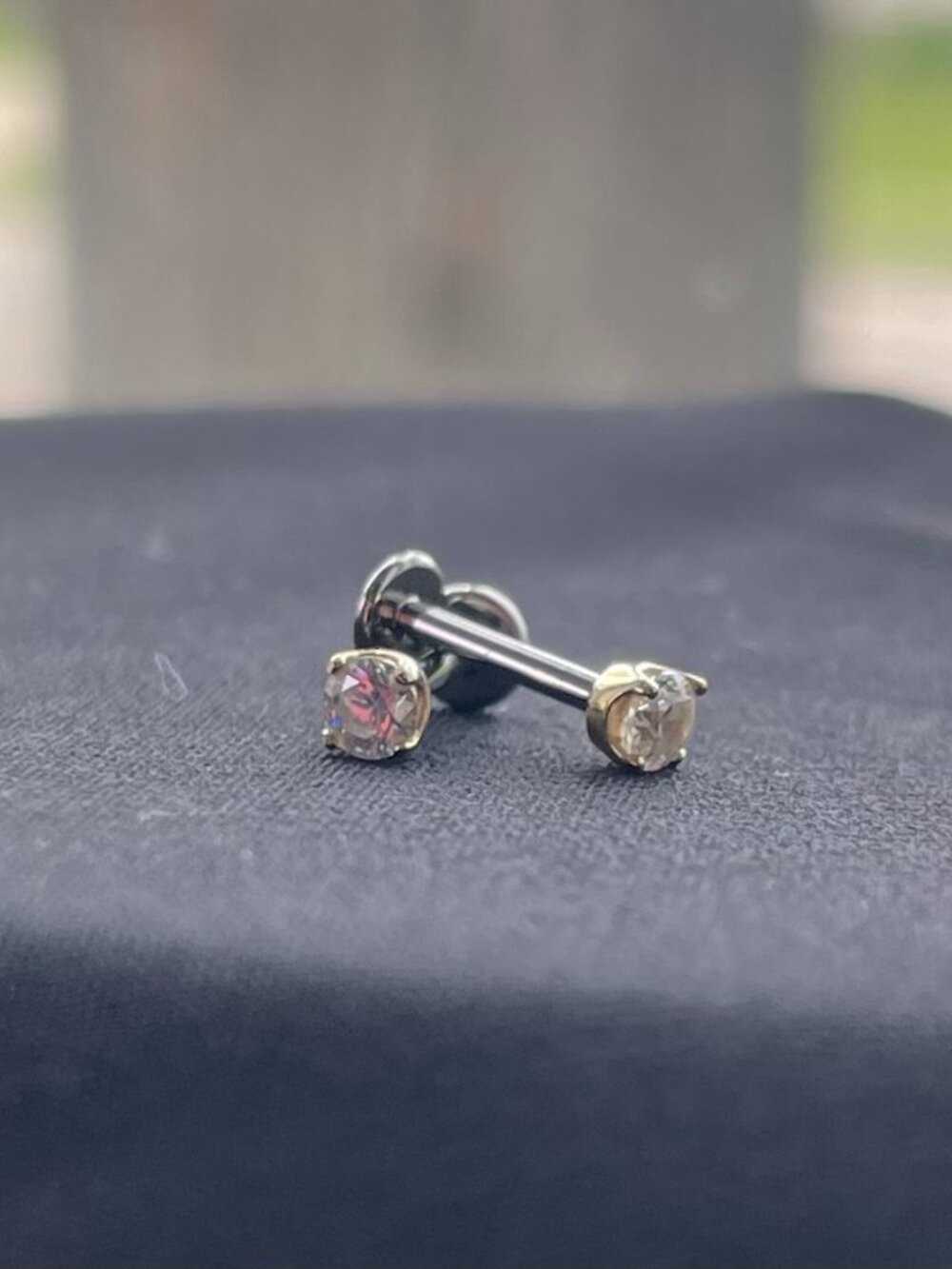 14kt gold and circle diamond prong set earrings
